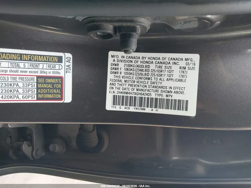 2016 HONDA CR-V EX-L