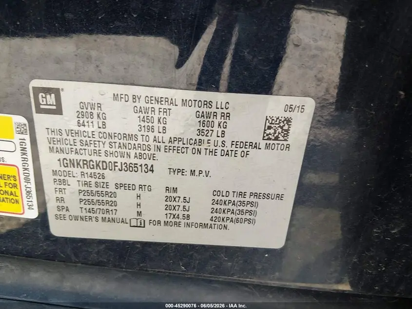2015 CHEVROLET TRAVERSE 1LT