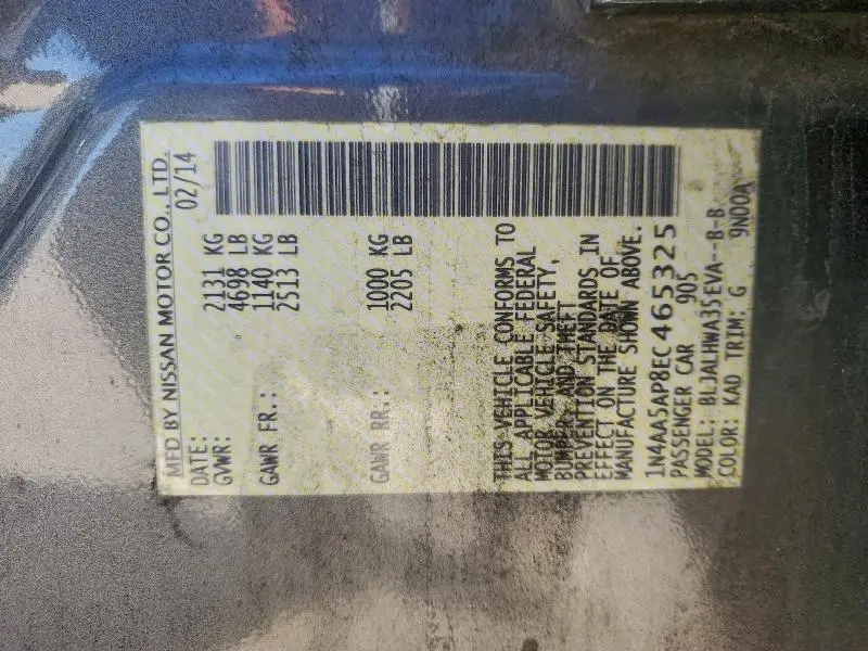 2014 NISSAN MAXIMA S  