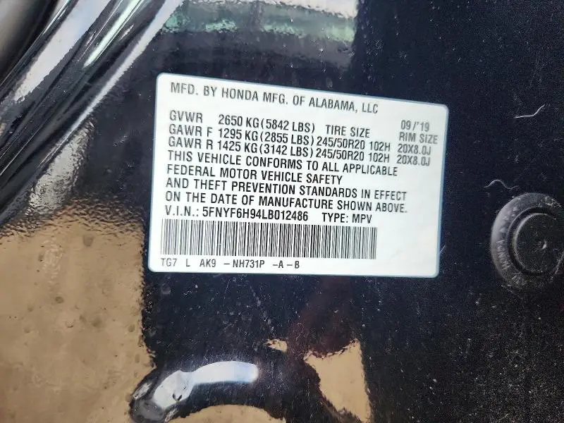 2020 HONDA PILOT TOURING  