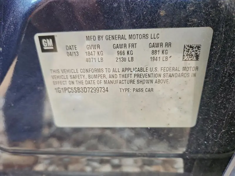 2013 CHEVROLET CRUZE LT  