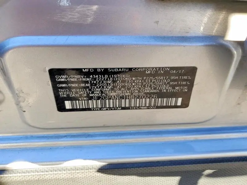 2017 SUBARU CROSSTREK LIMITED  