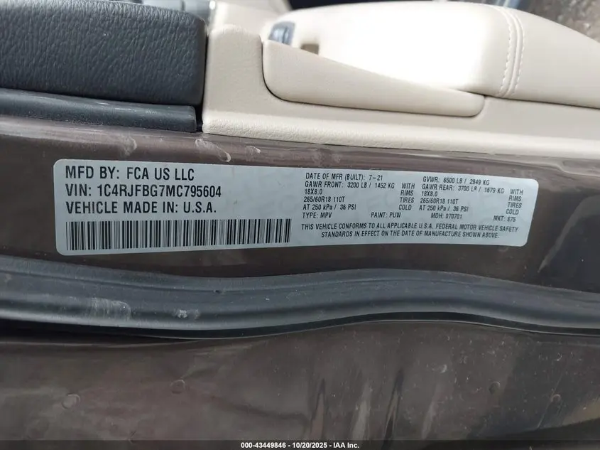 2021 JEEP GRAND CHEROKEE LIMITED 4X4