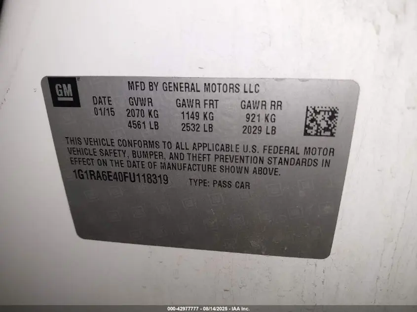 2015 CHEVROLET VOLT  
