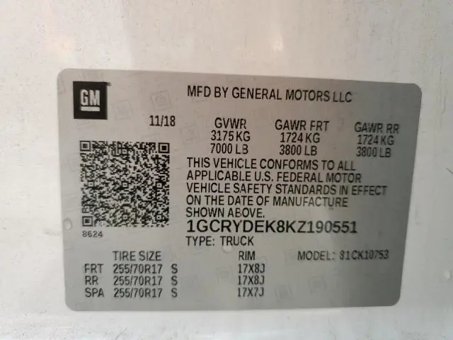 2019 CHEVROLET SILVERADO K1500 LT  