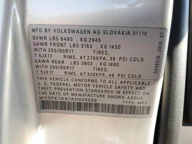 2010 VOLKSWAGEN TOUAREG TDI  