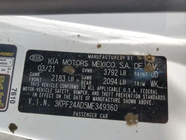 2021 KIA FORTE FE  