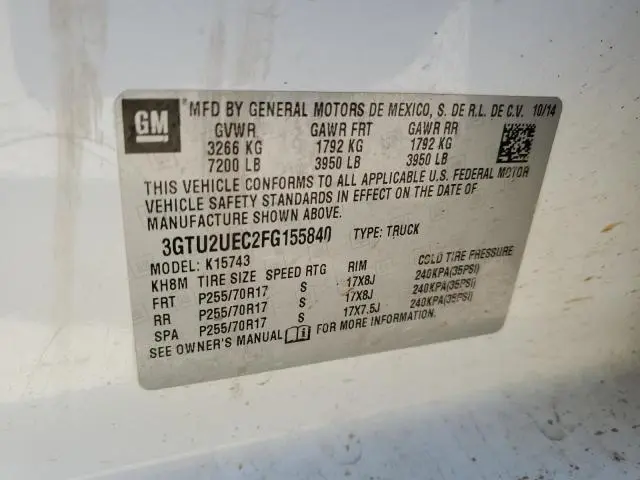 2015 GMC SIERRA K1500 SLE  