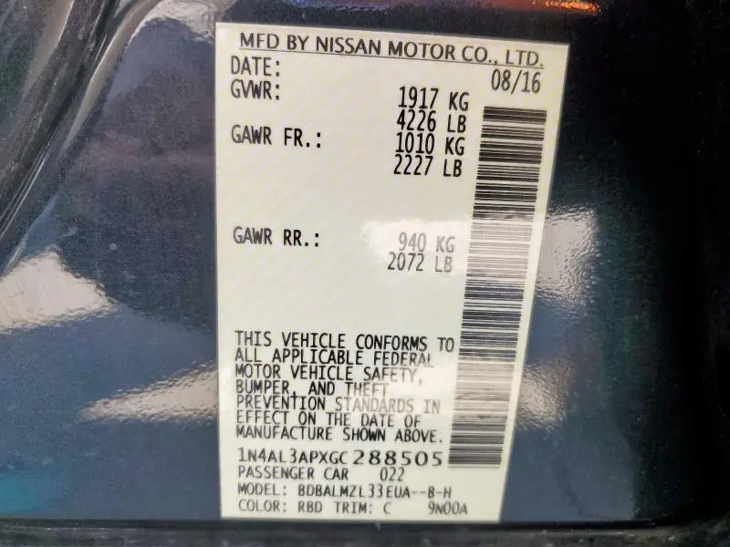 2016 NISSAN ALTIMA 2.5
