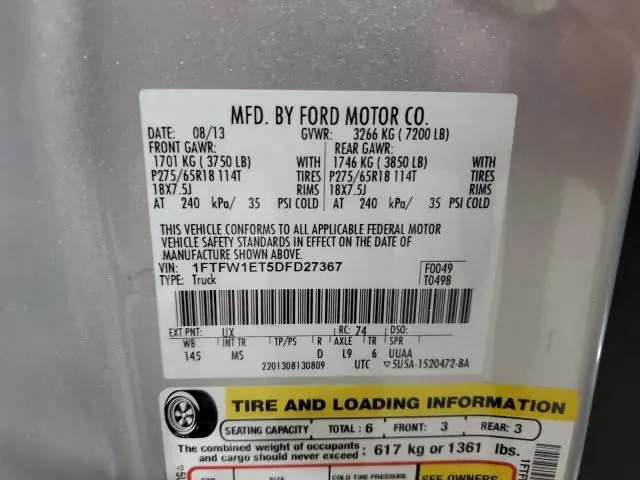 2013 FORD F150 SUPERCREW  