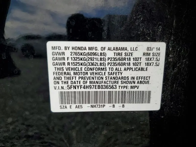 2014 HONDA PILOT TOURING  