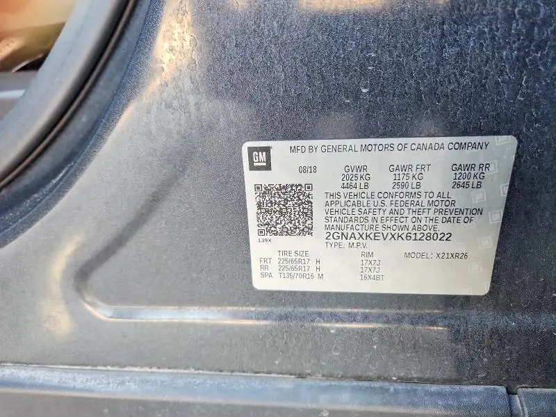 2019 CHEVROLET EQUINOX LT  
