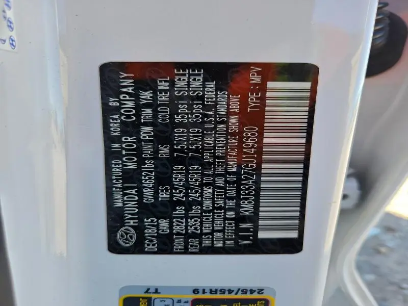 2016 HYUNDAI TUCSON LIMITED  