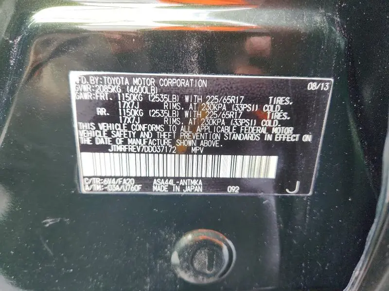 2013 TOYOTA RAV4 XLE  