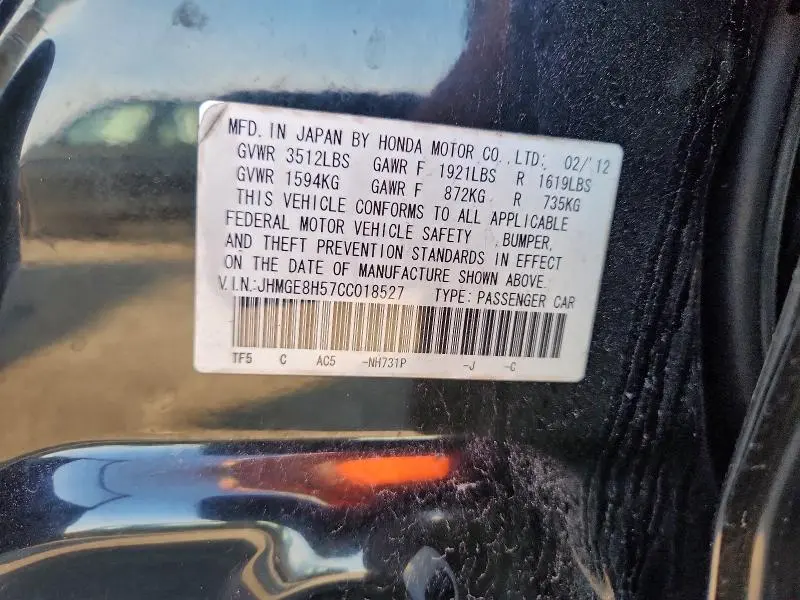 2012 HONDA FIT SPORT  