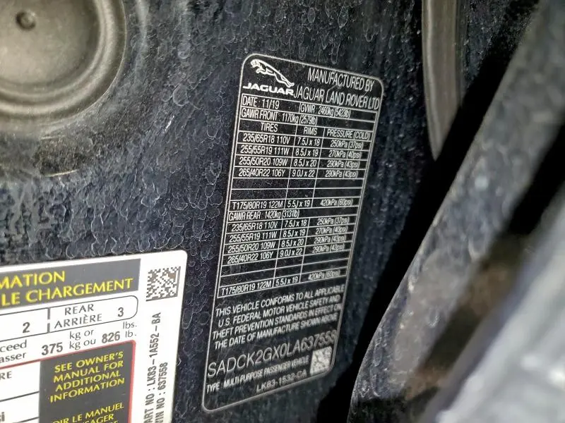 2020 JAGUAR F-PACE PRESTIGE  