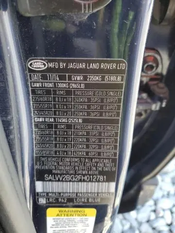 2015 LAND ROVER RANGE ROVER EVOQUE PRESTIGE PREMIUM  