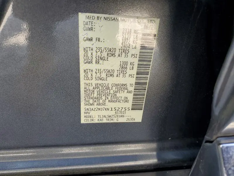 2019 NISSAN MURANO PLATINUM  