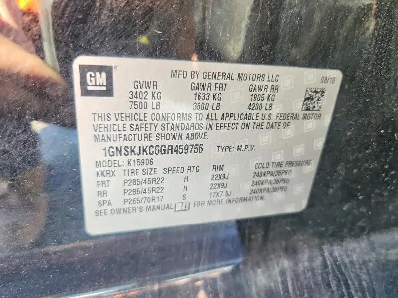 2016 CHEVROLET SUBURBAN K1500 LTZ  