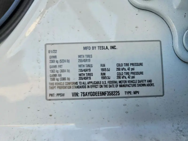 2022 TESLA MODEL Y   
