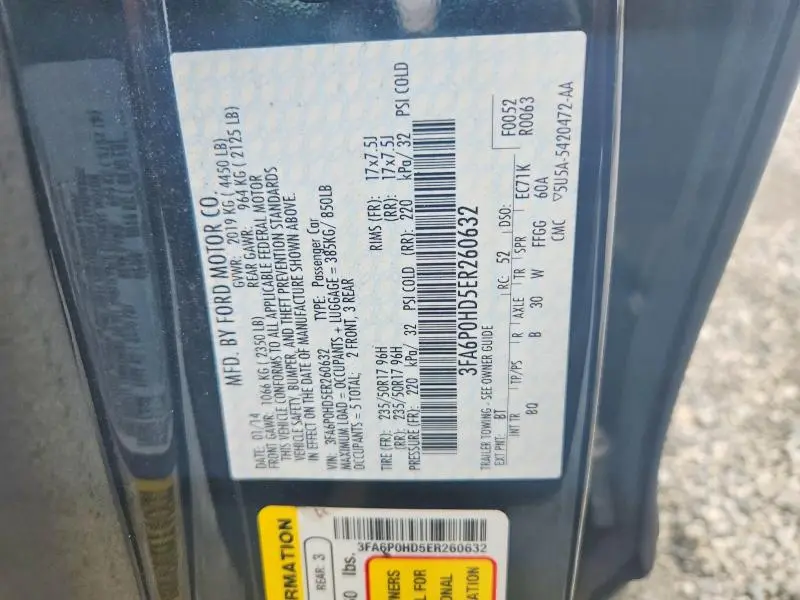2014 FORD FUSION SE  