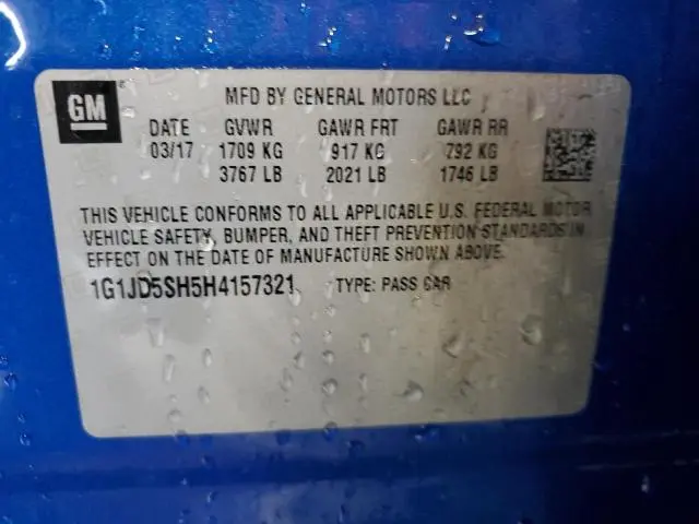 2017 CHEVROLET SONIC LT