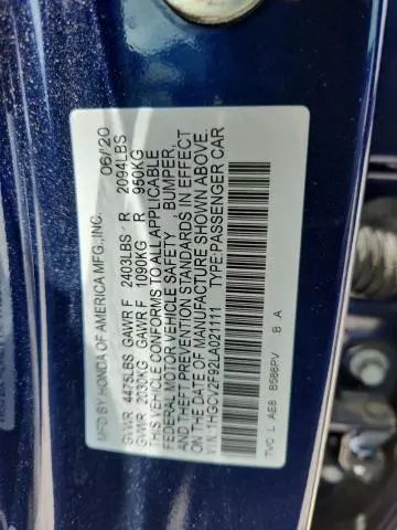 2020 HONDA ACCORD TOURING  