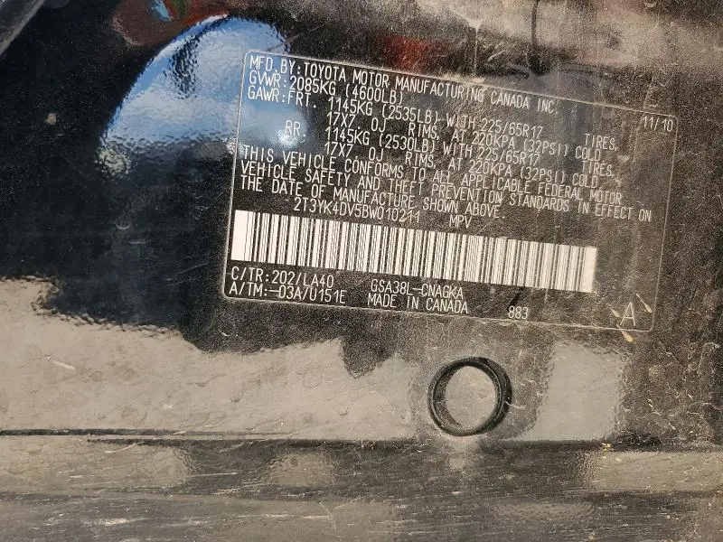 2011 TOYOTA RAV4 LIMITED  