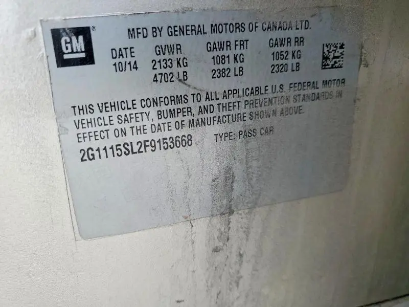 2015 CHEVROLET IMPALA LT  