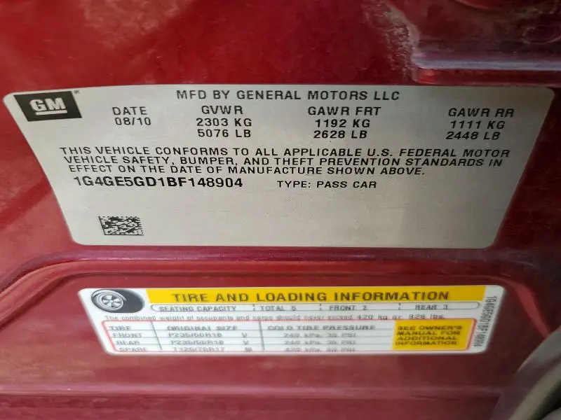 2011 BUICK LACROSSE CXS  