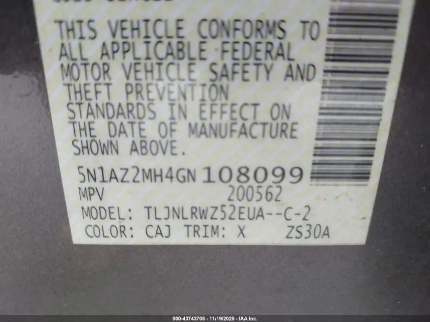 2016 NISSAN MURANO SL