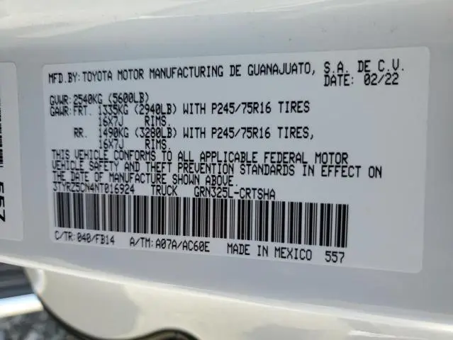 2022 TOYOTA TACOMA ACCESS CAB  