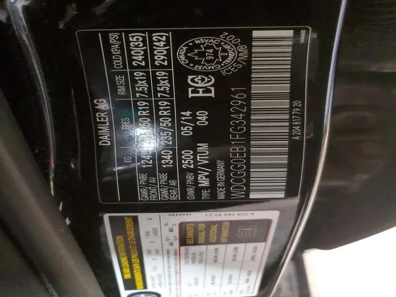 2015 MERCEDES-BENZ GLK 250 BLUETEC  