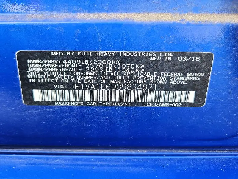 2016 SUBARU WRX PREMIUM  