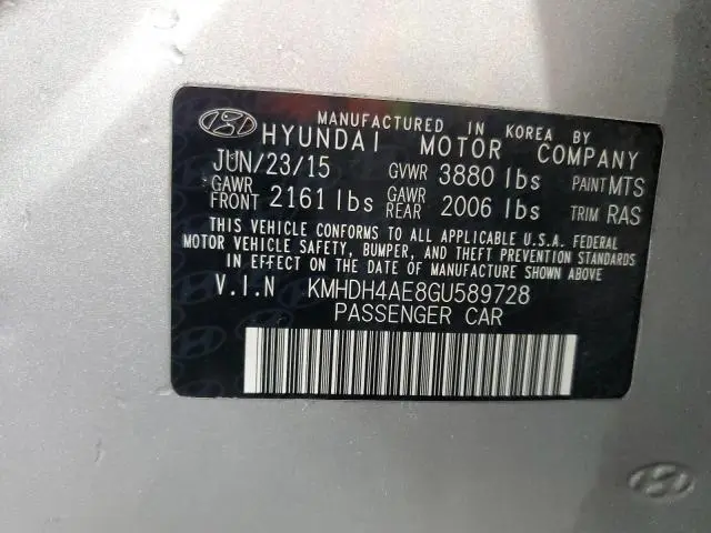 2016 HYUNDAI ELANTRA SE  