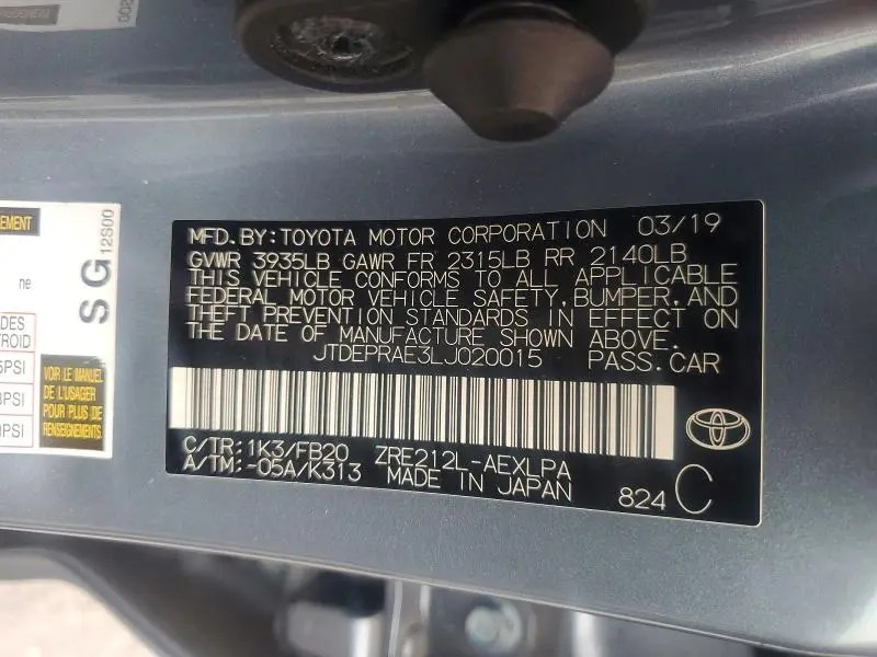 2020 TOYOTA COROLLA LE  