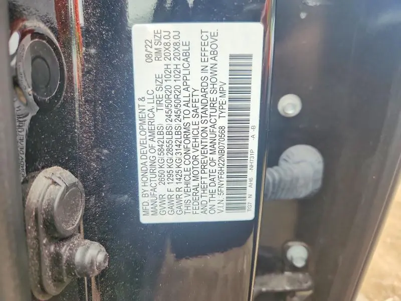 2022 HONDA PILOT SE  