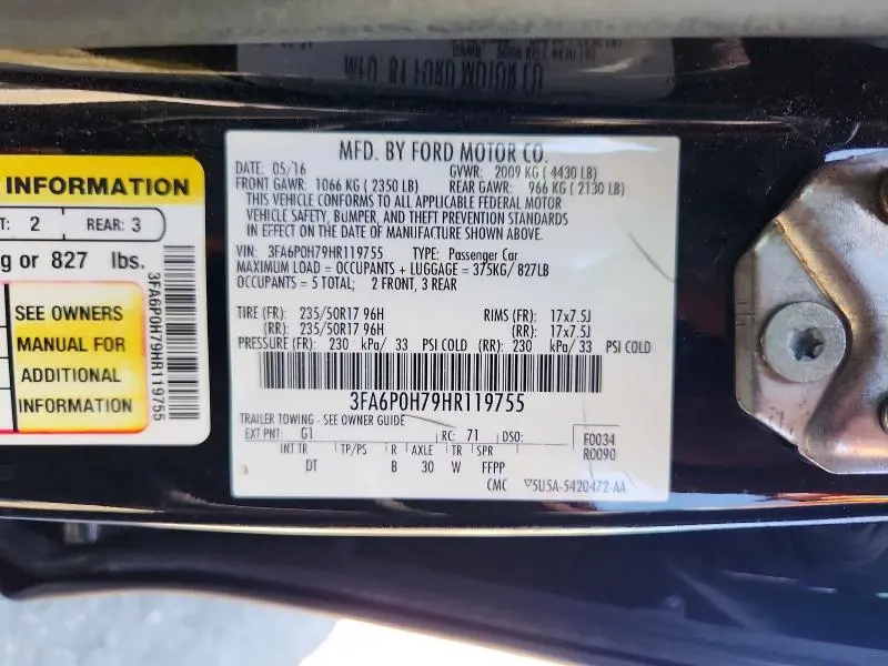 2017 FORD FUSION SE  