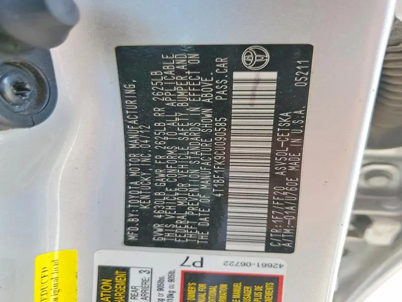 2012 TOYOTA CAMRY SE  