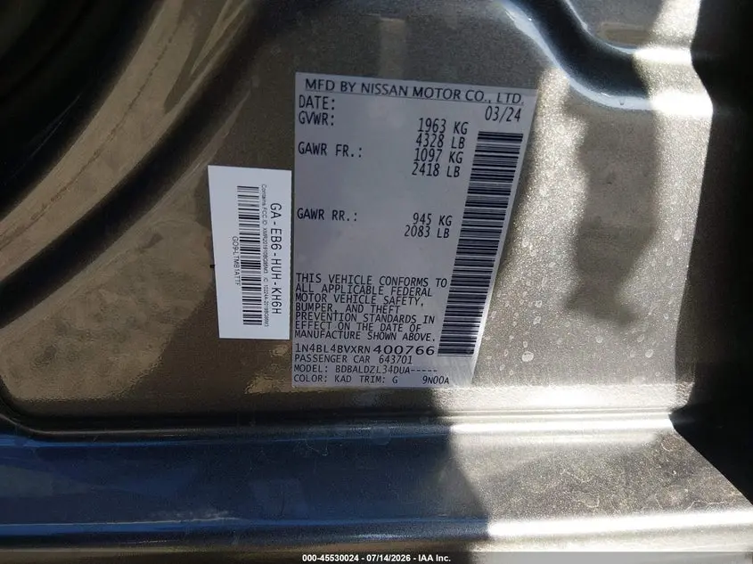 2024 NISSAN ALTIMA S FWD
