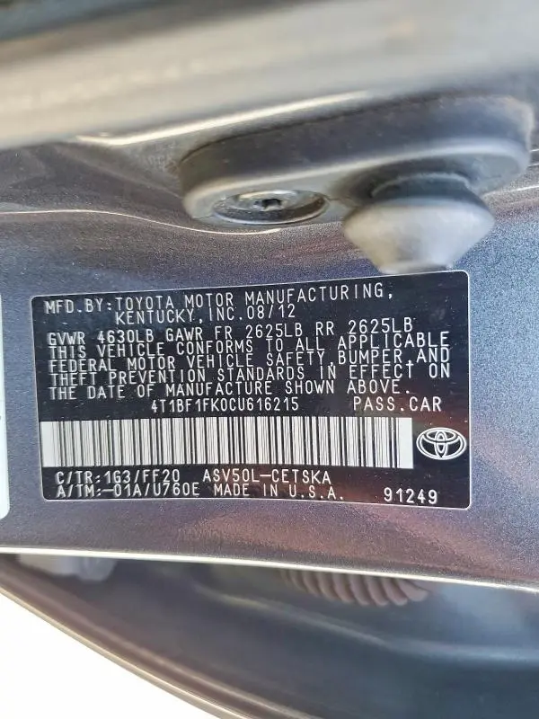 2012 TOYOTA CAMRY BASE  