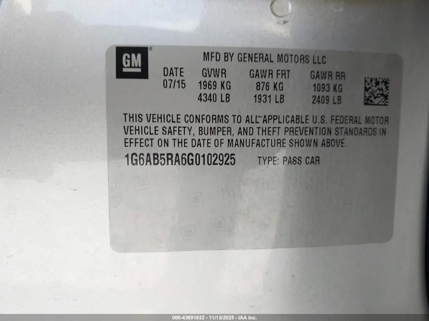 2016 CADILLAC ATS LUXURY COLLECTION