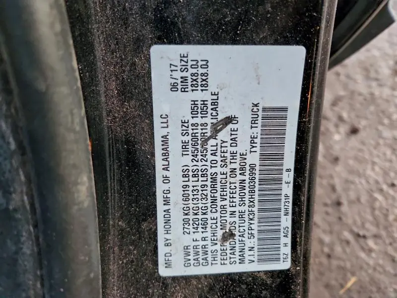 2017 HONDA RIDGELINE BLACK EDITION  