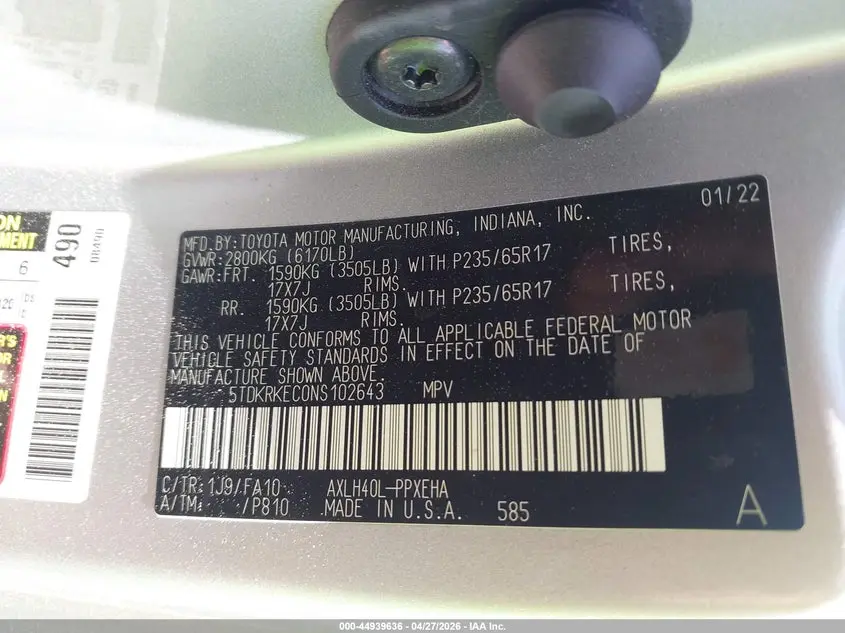 2022 TOYOTA SIENNA LE