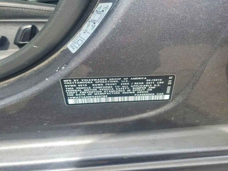 2015 VOLKSWAGEN PASSAT S  