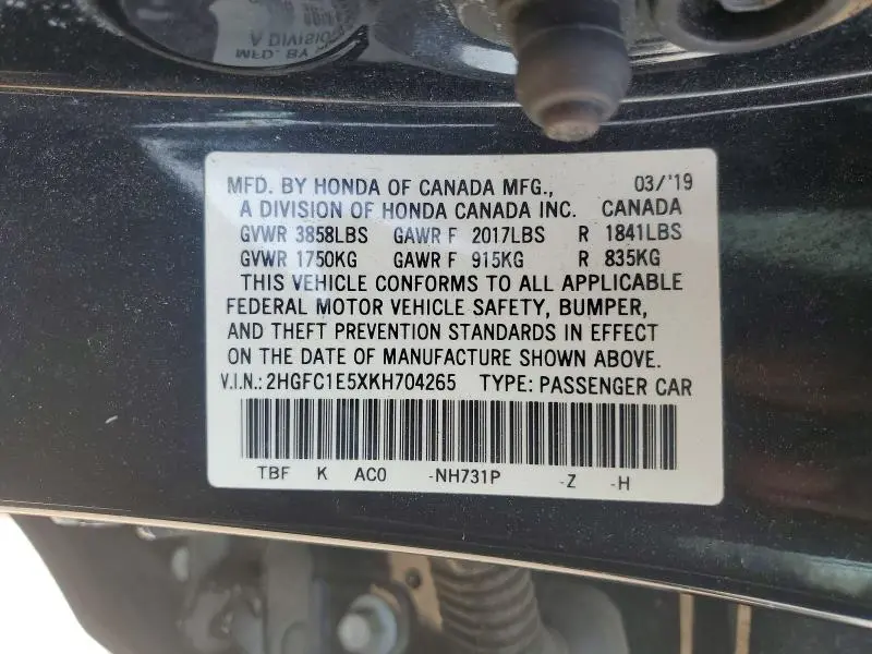 2019 HONDA CIVIC SI  