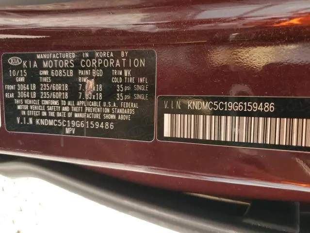 2016 KIA SEDONA EX  