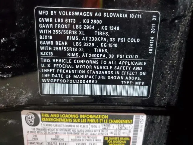 2012 VOLKSWAGEN TOUAREG V6  