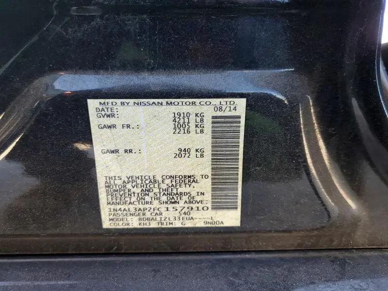 2015 NISSAN ALTIMA 2.5 SV  