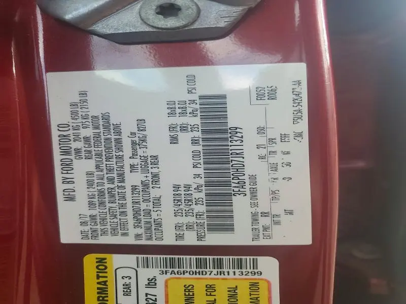 2018 FORD FUSION SE  